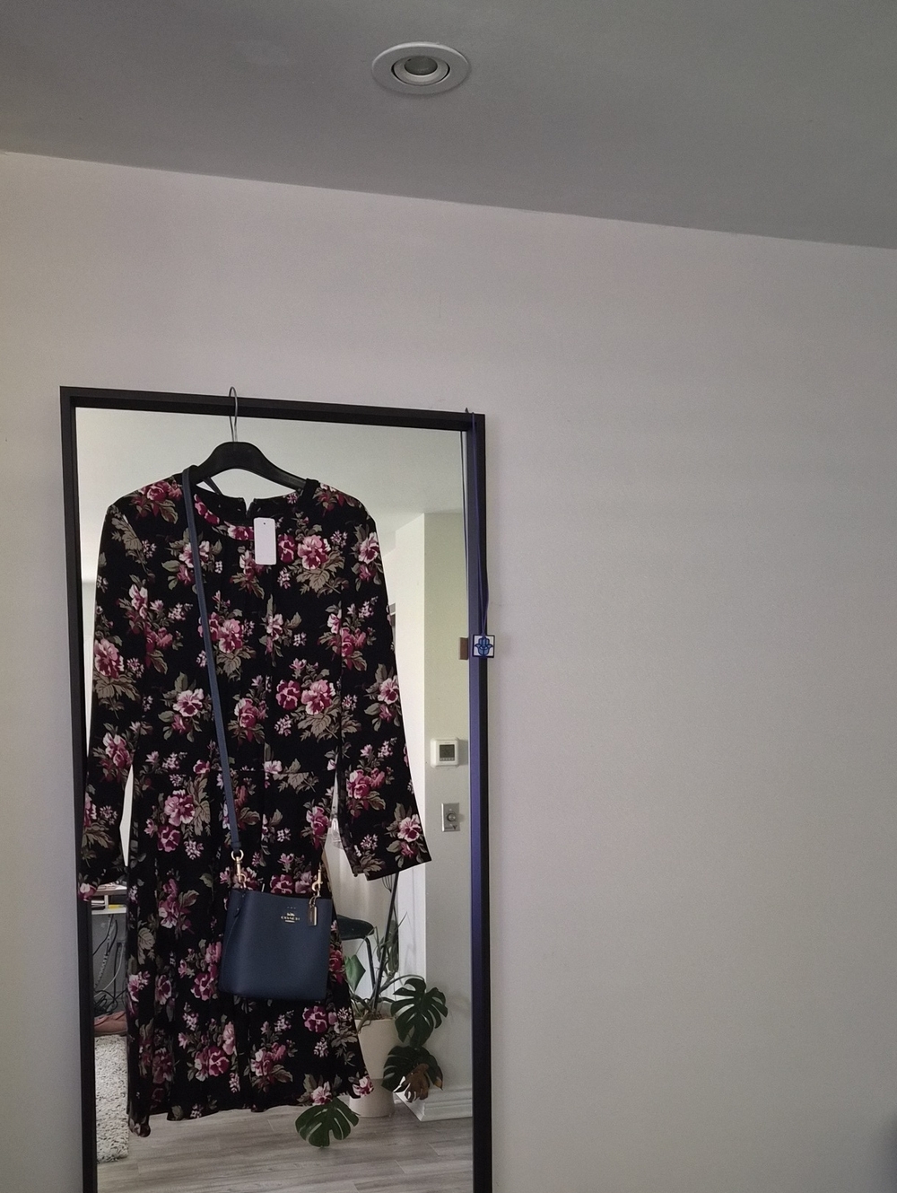 🍁🍂Brooks Brothers Black Floral Long-Sleeve Midi Dress